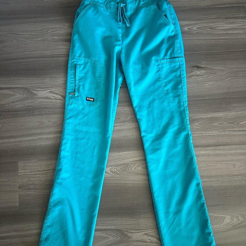 Greys Anatomy Teal Drawstring Scrub Pants XXS TALL